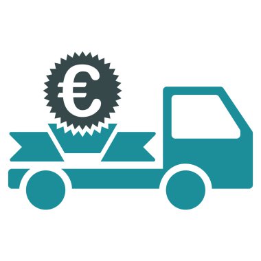 Euro hediye teslimat düz vektör simgesi