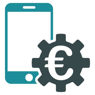 Euro hareket eden banka yapılandırma düz vektör simgesi