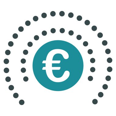 Euro kalkan küre düz vektör simgesi