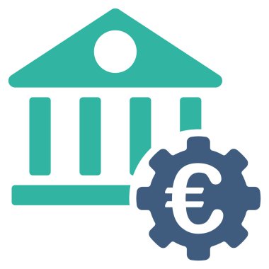 Euro banka Binası düz vektör simge seçenekleri
