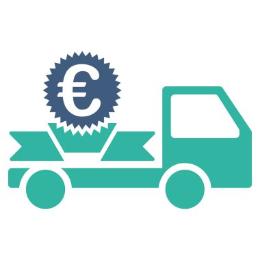 Euro hediye teslimat düz vektör simgesi