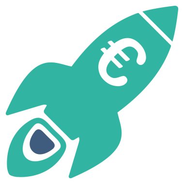 Euro roket başlangıç düz vektör simgesi