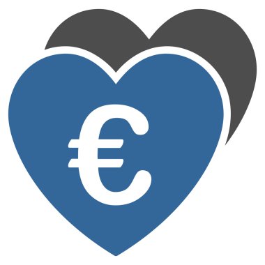 Euro sık kalpler düz vektör simgesi