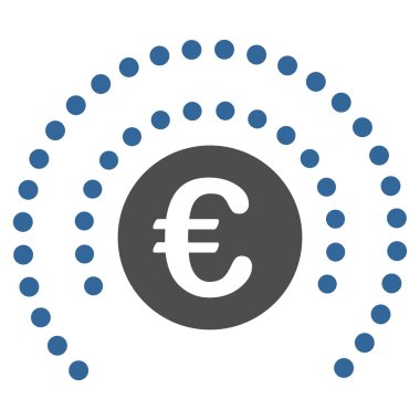 Euro kalkan küre düz vektör simgesi
