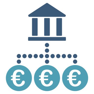 Euro banka hareketleri düz vektör simgesi