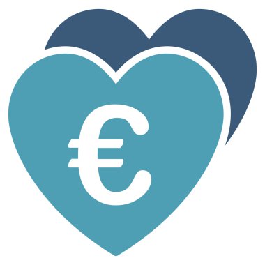 Euro sık kalpler düz vektör simgesi