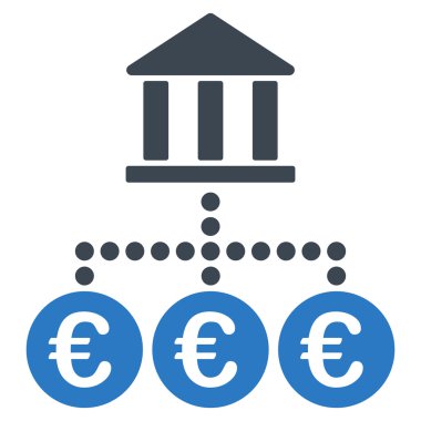 Euro banka hareketleri düz vektör simgesi