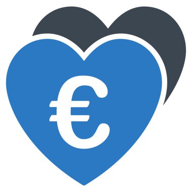 Euro sık kalpler düz vektör simgesi