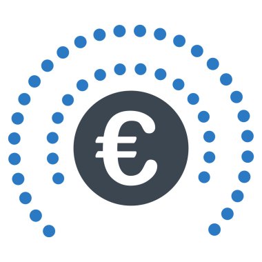 Euro kalkan küre düz vektör simgesi