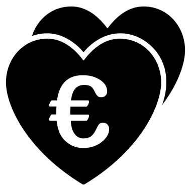 Euro sık kalpler düz vektör simgesi