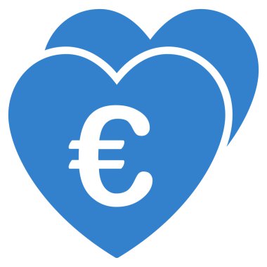 Euro sık kalpler düz vektör simgesi
