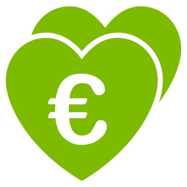 Euro sık kalpler düz vektör simgesi