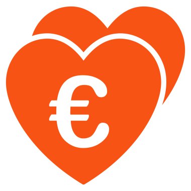 Euro sık kalpler düz vektör simgesi