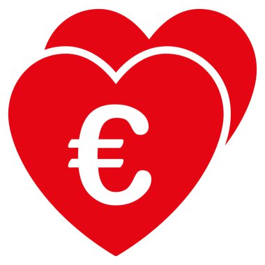 Euro sık kalpler düz vektör simgesi