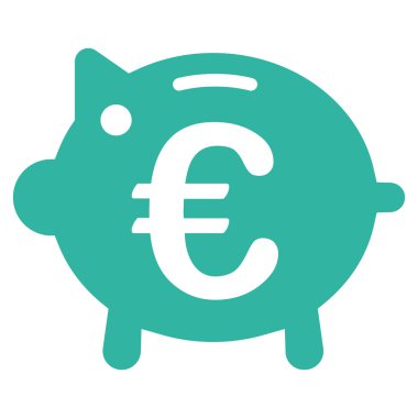 Euro kumbara düz vektör simgesi