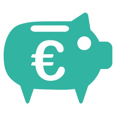 Euro kumbara düz vektör simgesi