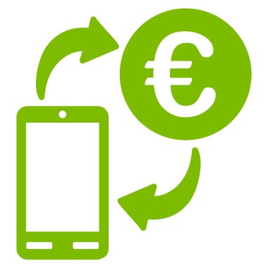 Euro mobil Exchange düz vektör simgesi