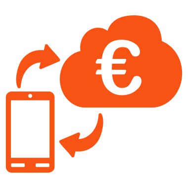 Euro Cloud Bankacılık Düz Vektör Simgesi