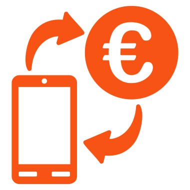 Euro mobil Exchange düz vektör simgesi