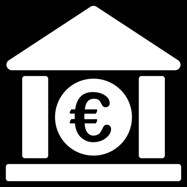 Edifício de banco de euro Vector plana ícone — Vetor de Stock