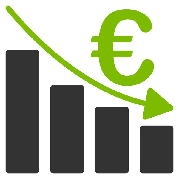 Eura recese Bar Chart ploché vektorové ikony — Stockový vektor