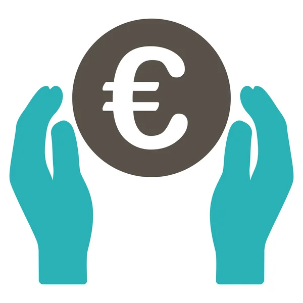 Euro Care Hands Flat Vector Icon — Stock Vector