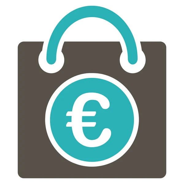 Euro Bolsa de compras plana Vector Icono — Vector de stock