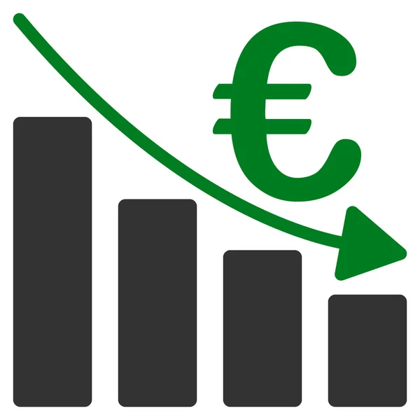 Ευρώ ύφεση Bar Chart επίπεδη διάνυσμα εικονίδιο — Διανυσματικό Αρχείο