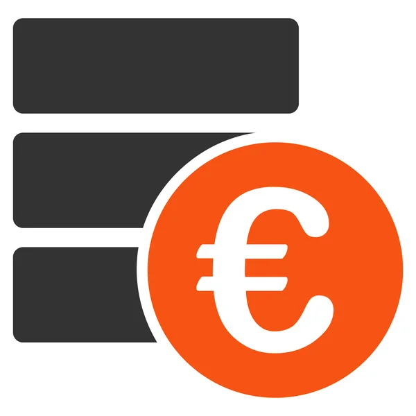 Euro Base de Dados Flat Vector Icon — Vetor de Stock