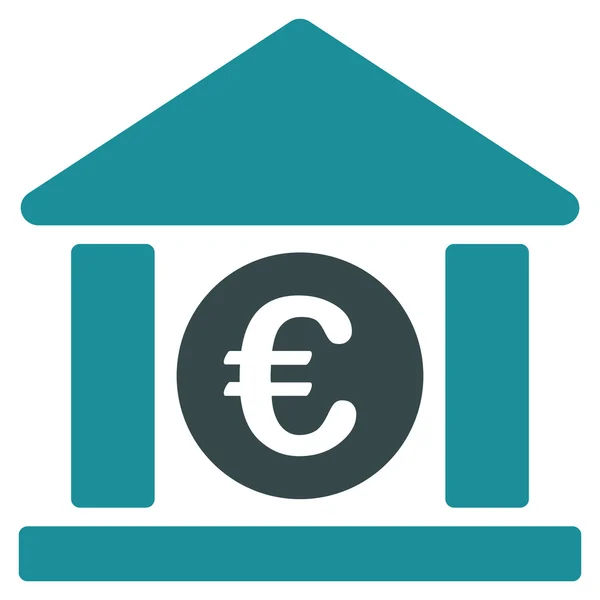 Bâtiment de la Banque Euro Icône vectorielle plate — Image vectorielle