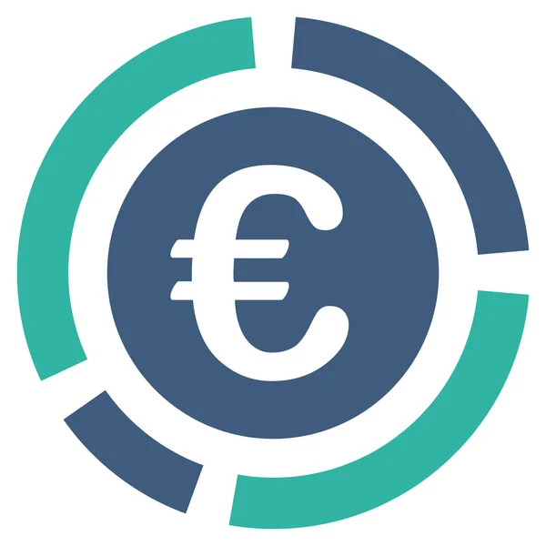 Euro Financial Diagram Icona vettoriale piatta — Vettoriale Stock