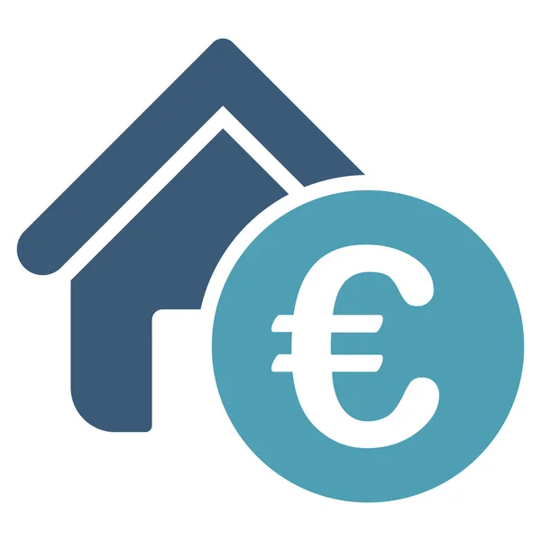 Euro Home Rent Flat Vector Icon — Stock Vector