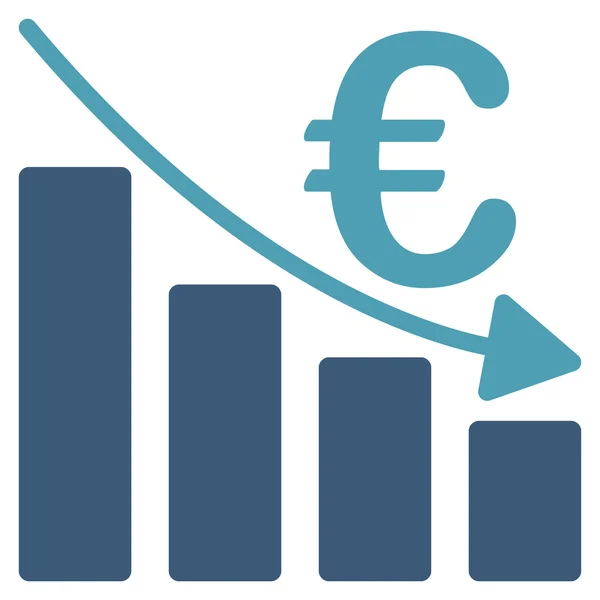 Ikona płaskie wektor wykres euro recesji Bar — Wektor stockowy