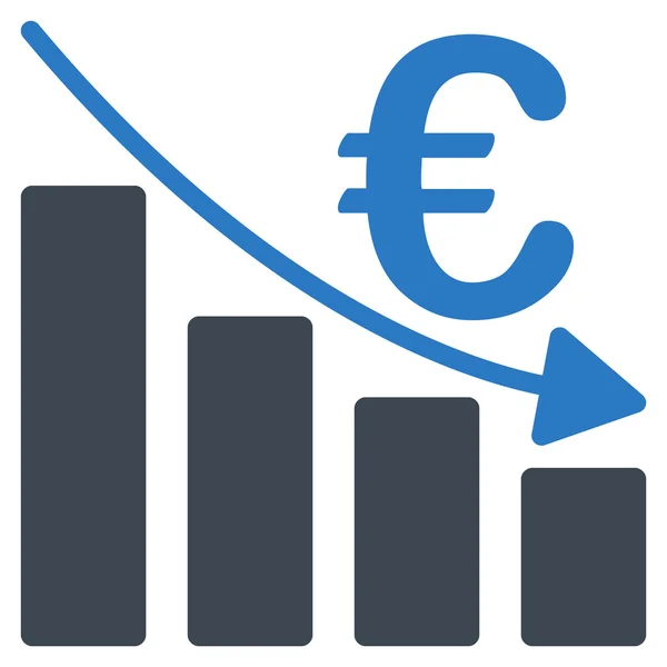 Euro Recesión Gráfico de barras Vector plano Icono — Archivo Imágenes Vectoriales