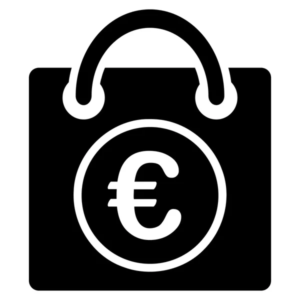 Euro saco de compras Flat Vector Icon — Vetor de Stock