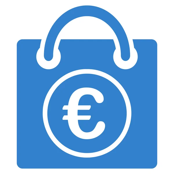 Euro Bolsa de compras plana Vector Icono — Vector de stock