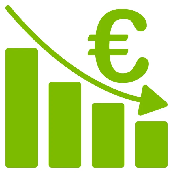 Euro Recesión Gráfico de barras Vector plano Icono — Vector de stock