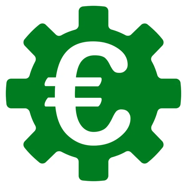 Euro gép fogaskerék lapos vektor ikonra — Stock Vector