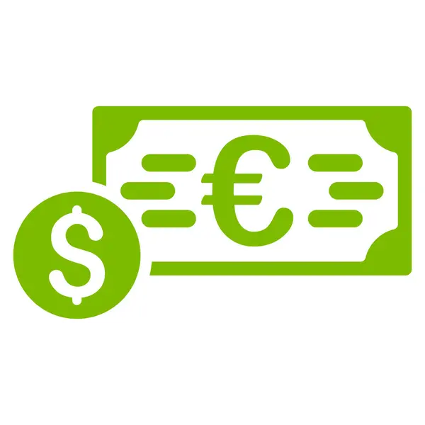 Pictogram van de dollar en Euro Cash platte Vector — Stockvector