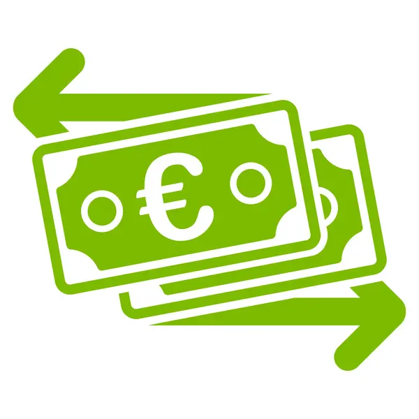 Euro Banknotes Change Flat Vector Icon — Stock Vector