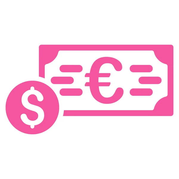 Dollar and Euro Cash Flat Vector Icon — Stock Vector