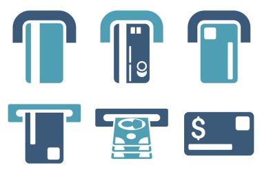 Ödeme Terminal düz vektör simgeler