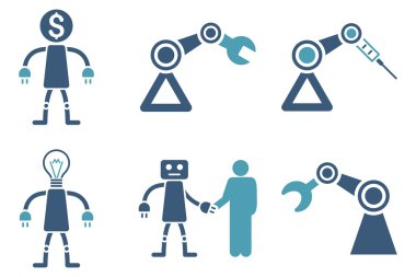 Robot düz vektör simgeler