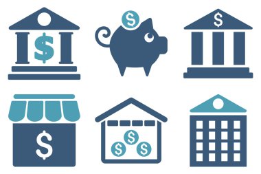 Banka düz vektör simgeler