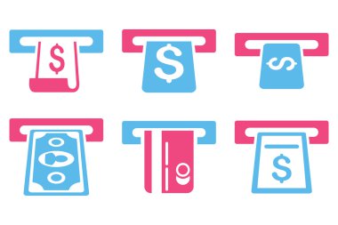 ATM Para Çekme düz vektör simgeler