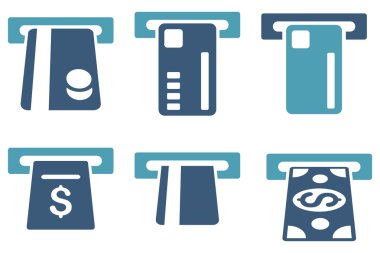 Bilet Terminal düz vektör simgeler