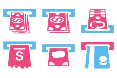 ATM makinesi düz vektör simgeler