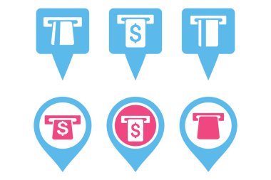 ATM harita işaretleyici düz vektör simgeler