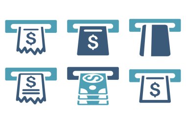 Otomatik kasiyer düz vektör simgeler