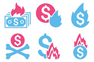 Yangın felaketi düz vektör simgeler